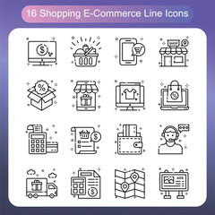 Shopping and Ecommerce Line Style Icons Set 1