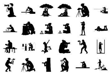 Silhouette Photographer Vector on White Background