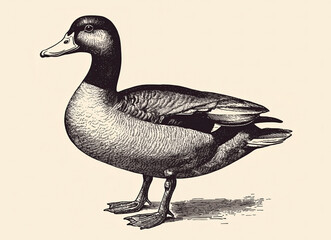 Duck, sketch. Vintage retro print, duck sketch ink pencil style drawing, linear drawing, engrave old school. Sketch artwork silhouette duck. Side view profile. Illustration