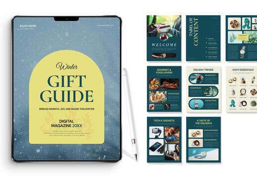 Modern Winter Digital Gift Guide Catalog for Christmas Holiday Promo Template