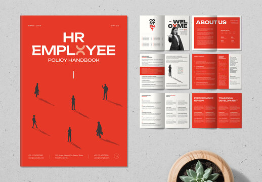 Modern HR Employee Handbook Layout for Company Guidelines Template