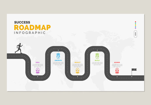 Success Roadmap Infographic Template Modern Business Timeline Path Diagram