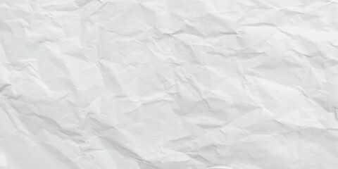 White clean crumpled paper background. Horizontal crumpled empty paper template for posters and banners. Vector illustration. 