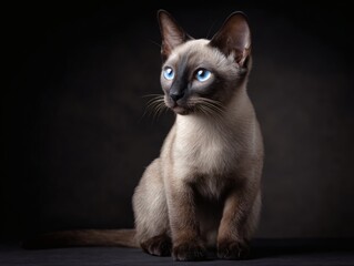 black and white cat on black
