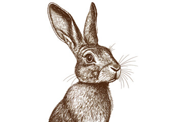 Hare, rabbit, sketch. Vintage retro print, wild hare, farm rabbit sketch ink pencil style drawing, linear drawing, engrave old school. Sketch artwork silhouette wild hare, farm rabbit. Illustration