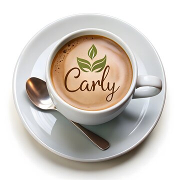 Coffee Cup with Carly Logo and Spoon saucer