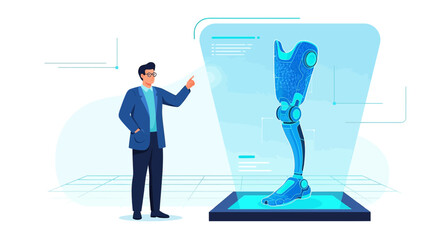 Futuristic prosthetic limb presentation for medical advancements and rehabilitation innovation