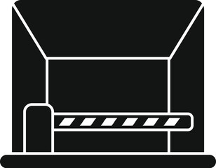 Automatic barrier gate closing a parking lot entrance with a closed roof