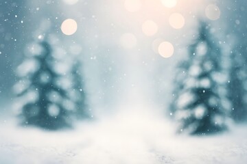 Blurred Winter Background with Soft Snowy Bokeh