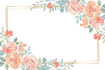 Watercolor flower with rose frame