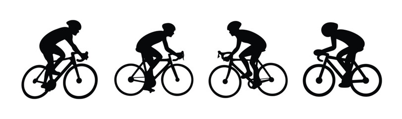 Obraz premium Road cycling athlete silhouettes depicting active motion