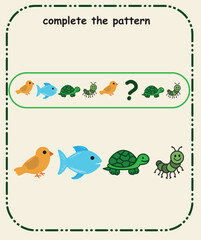 Complete the Pattern  Preschool Sequencing and Logical Thinking Skill Sheet