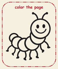 Kids Coloring Page  Simple Line Art, Cute Animals, Objects, Preschool Coloring Worksheet for Children