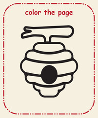 Kids Coloring Page  Simple Line Art, Cute Animals, Objects, Preschool Coloring Worksheet for Children