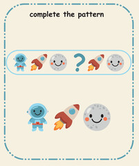 Complete the Pattern  Preschool Sequencing and Logical Thinking Skill Sheet