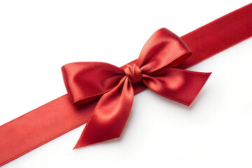 Red Satin Ribbon Bow for Gift Wrapping and Decoration
