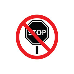 Prohibition sign with stop sign, indicating that stopping is not allowed