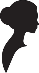 Graceful woman's head silhouette in profile, capturing serene beauty and elegant hairstyle for diverse graphic applications