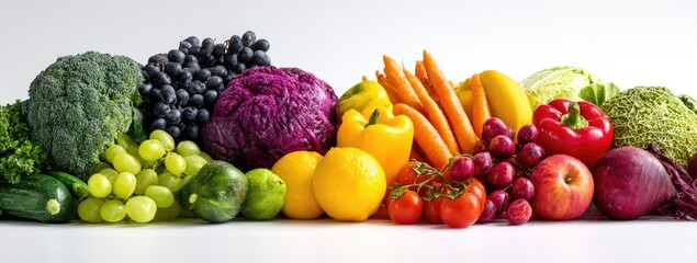 A colorful array of fresh produce fruits and vegetables displayed together