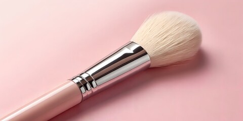 Elegant blush brush for flawless makeup application against a dreamy pink background, perfect for cosmetic ads, beauty blogs, and professional artistry