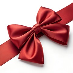 Elegant Red Satin Gift Bow on Ribbon – Luxury Wrapping Decoration
