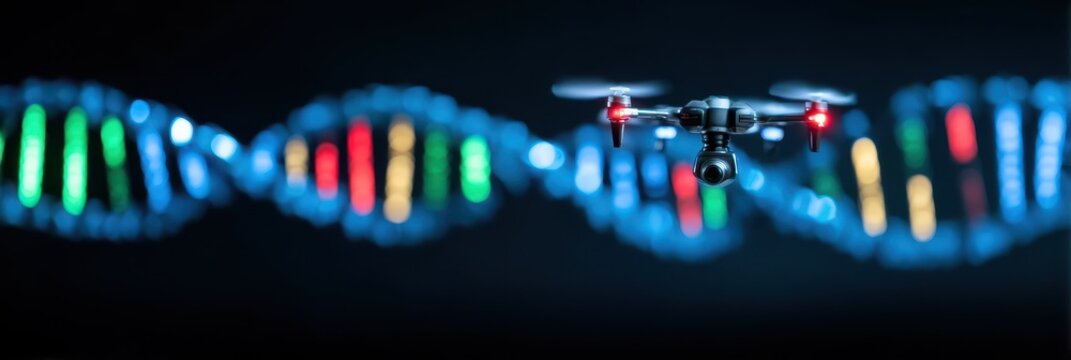 A lab hovers above a planet manipulating nuclear isotopes and dna to energize the brain under the galaxy's cosmic light