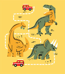 Naklejka premium Cute Cartoon Dinosaur Kids T-shirt Design