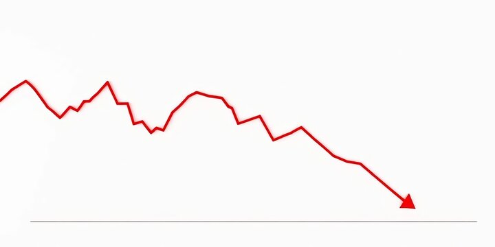 A sharply declining stock market graph, red line on white background,  risk,  investment