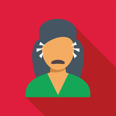 Stressed woman experiencing eye strain, a common symptom of stress and fatigue