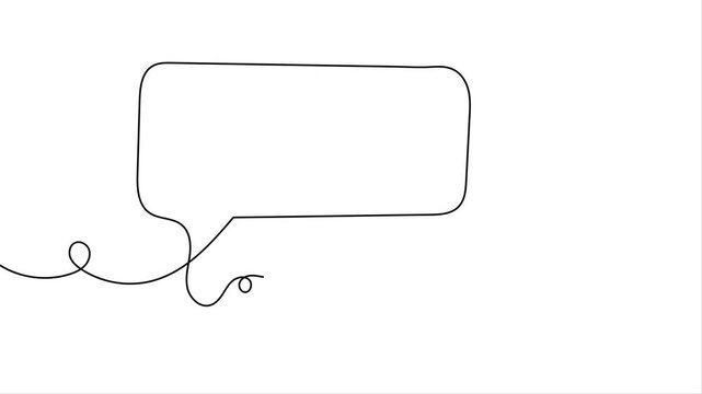 speech bubble Continuous one line art animation. chat, message, talk, dialog, commentbox one line art animation. abstract sketch drawing linear animation 4k