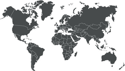 Grey blank world map.
