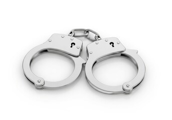 Silver metal handcuffs isolated on white background