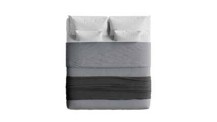 Top view of a modern blanket and pillows.