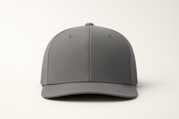 Minimalist gray cap in the foreground against a white background, featuring a clean and modern design. Soft texture, defined seams, and a neutral style ideal for fashion mockups and professionals.