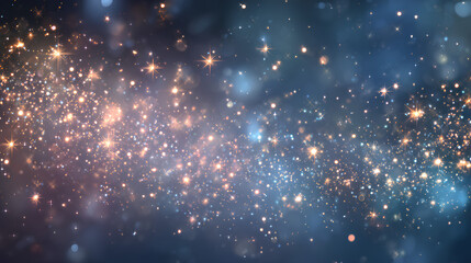 Fototapeta premium Twinkling star background. Dazzling glitter with vibrant sparkle, fantasy glow, and soft illumination. Transparent magic effect for card design, holiday light, or elegant celebration.