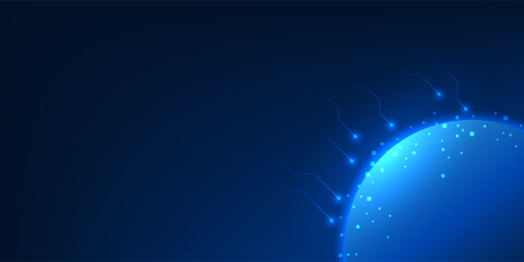 Quantum Computing, Abstract Technology Background, Glowing Circular Nodes, Digital Network Connection, Futuristic Tech Concept, Vector Illustration