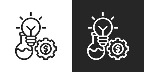 Experiment Icon In Line Version On Black And White Background