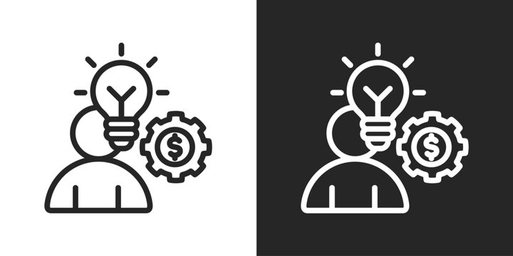 Potential Icon In Line Version On Black And White Background