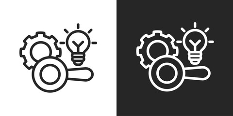 Research And Development Icon In Line Version On Black And White Background