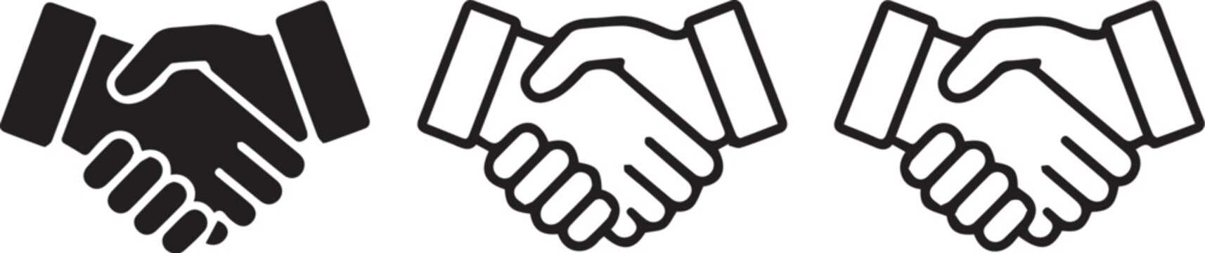 Modern handshake icon set for business and partnership