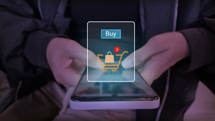 Mobile Shopping Interface with Cart Notification Badge