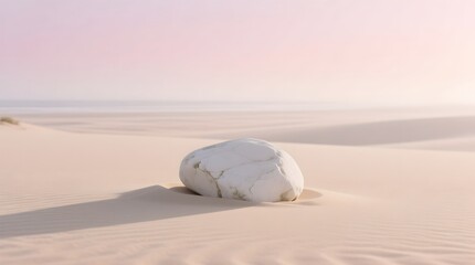 Elegant White Stone on Serene Sand Landscape at Dusk