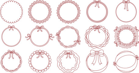 A versatile collection of elegant vintage round frames and borders, featuring delicate lace patterns and decorative ribbon bows perfect for classic design elements
