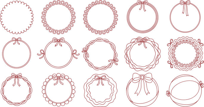 A versatile collection of elegant vintage round frames and borders, featuring delicate lace patterns and decorative ribbon bows perfect for classic design elements