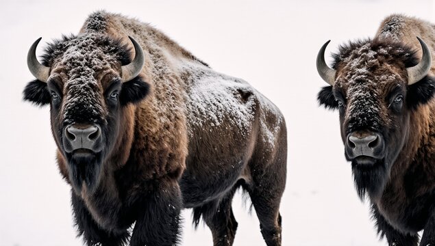 Ultra-sharp image of a white bison against a stark white background