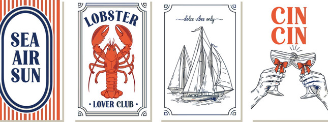 Coastal Vibes Seafood, Sailing, and Celebrations - Nautical Themed Card Designs