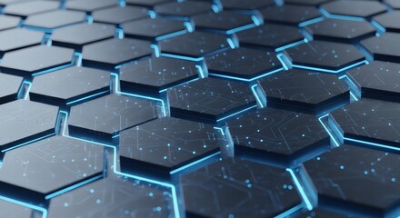Hexagon Tech Grid
Repeating hexagon shapes connected together with a slight 3D effect, forming a tech background.