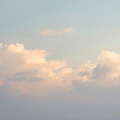 Soft pastel clouds at sunset, tranquil sky, serene atmosphere, dreamy landscape.