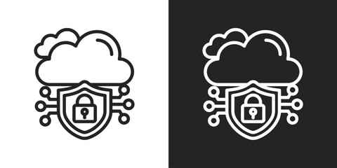 Security Icon In Line Version On Black And White Background