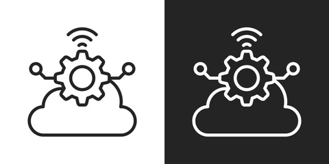 Automation Icon In Line Version On Black And White Background